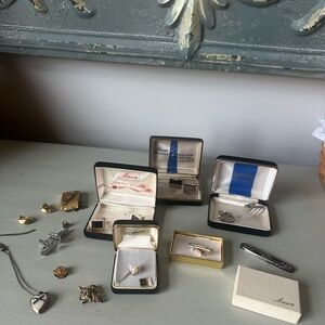 Lot of vintage jewelry necklaces cuff links earrings